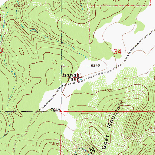 Topographic Map of Harlan Tank, NM
