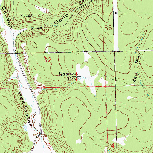 Topographic Map of Hastings Tank, NM