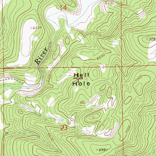 Topographic Map of Hell Hole, NM