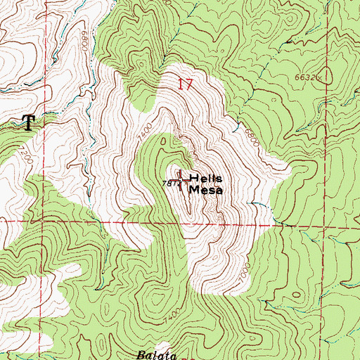 Topographic Map of Hells Mesa, NM