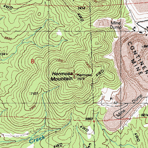 Topographic Map of Hermosa Mountain, NM