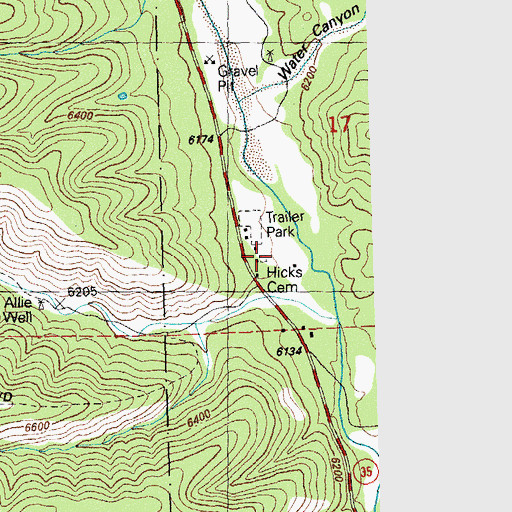 Topographic Map of Hicks Cemetery, NM
