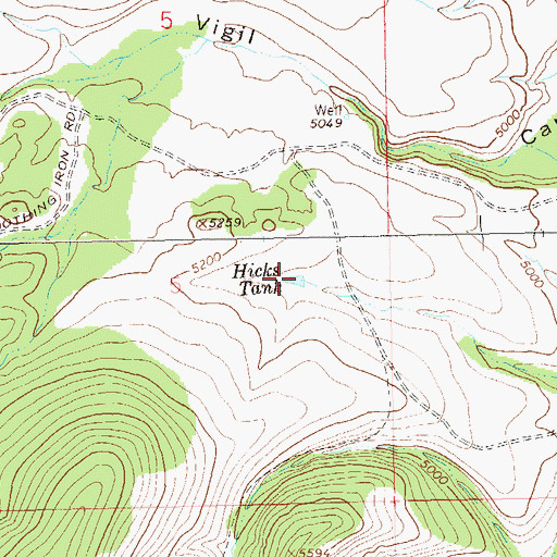 Topographic Map of Hicks Tank, NM