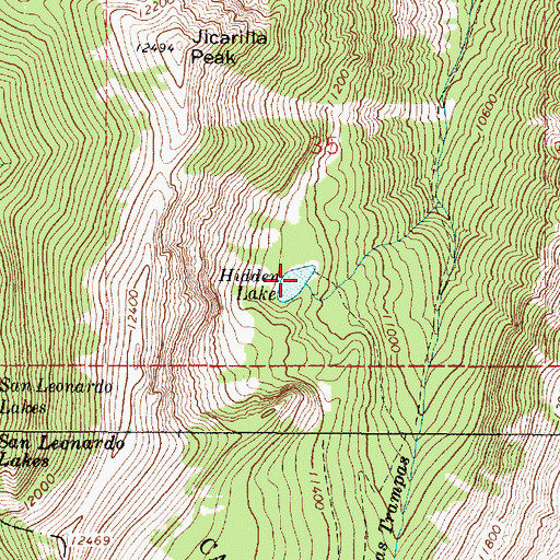 Topographic Map of Hidden Lake, NM