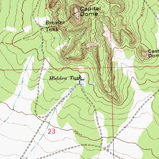 Topographic Map of Hidden Tank, NM