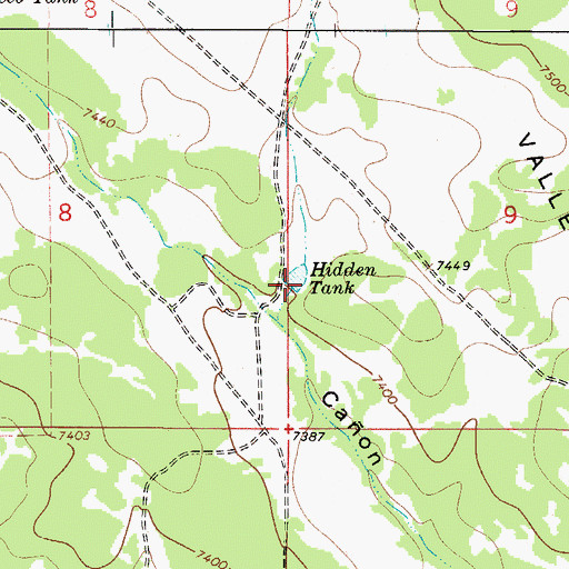 Topographic Map of Hidden Tank, NM