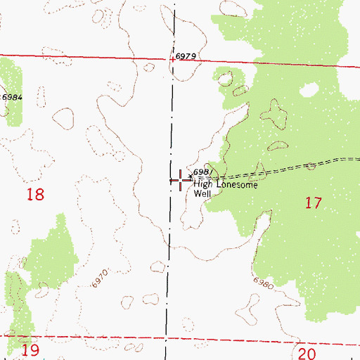 Topographic Map of High Lonesome Well, NM