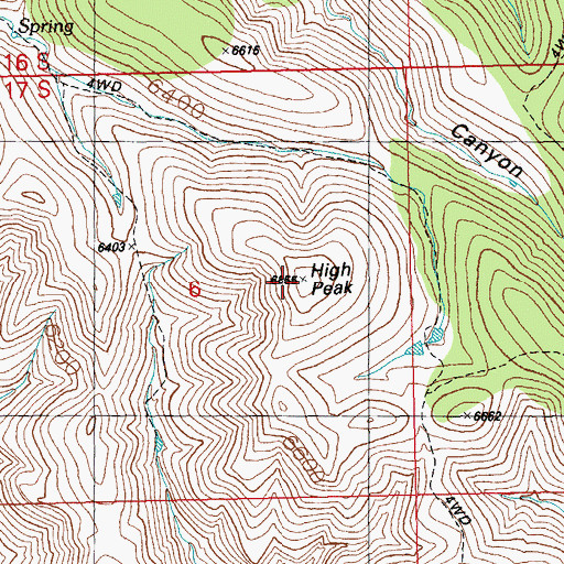 Topographic Map of High Peak, NM