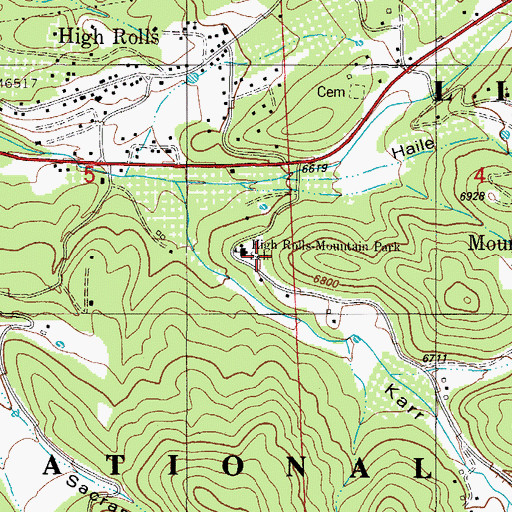 Topographic Map of High Rolls-Mountain Park School, NM