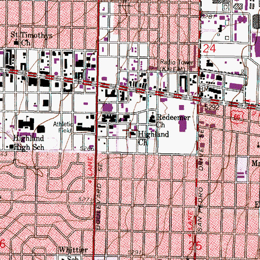 Topographic Map of Highland Baptist Church, NM
