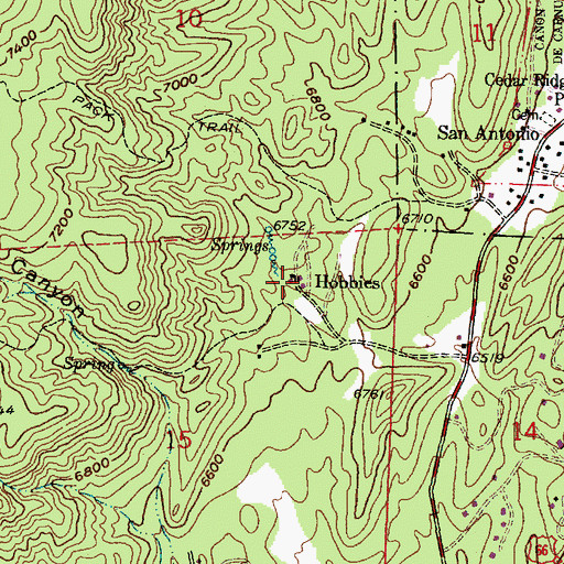 Topographic Map of Hobbies, NM