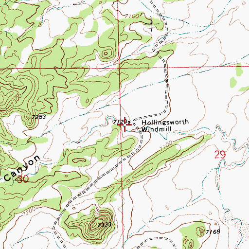 Topographic Map of Hollingsworth Windmill, NM