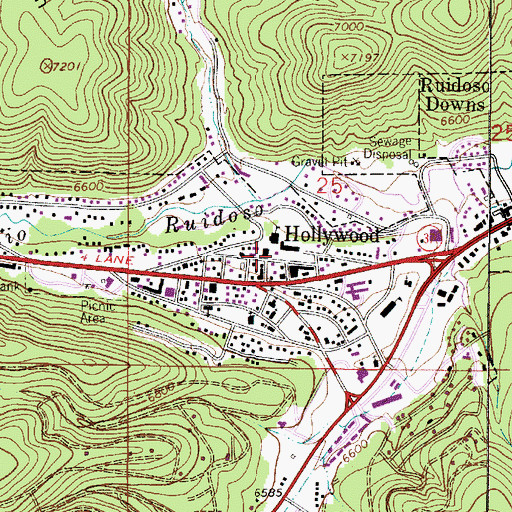 Topographic Map of Hollywood, NM