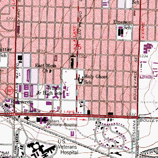 Topographic Map of Holy Ghost School, NM