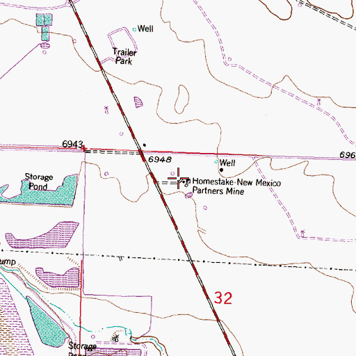 Topographic Map of Homestake-New Mexico Partners Mine, NM