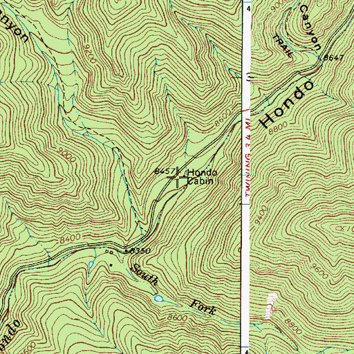 Topographic Map of Hondo Cabin, NM