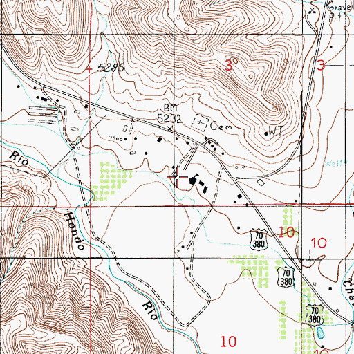 Topographic Map of Hondo Valley School, NM