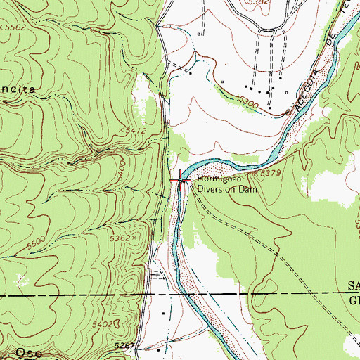 Topographic Map of Hormigoso Diversion Dam, NM
