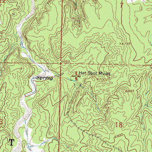 Topographic Map of Hot Spot Mines, NM