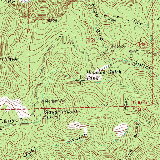 Topographic Map of Houston Gulch Tank, NM