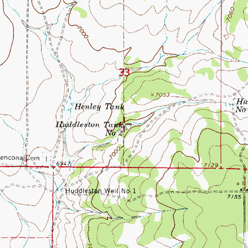 Topographic Map of Huddleston Tank Number 2, NM