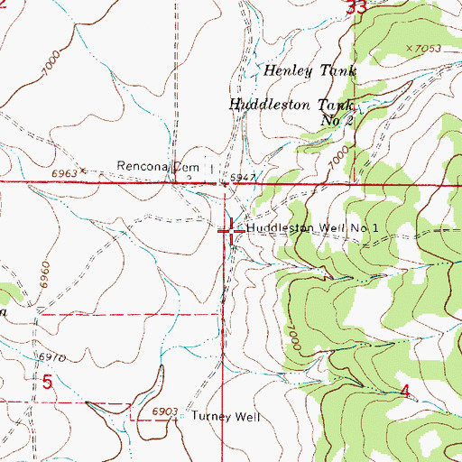 Topographic Map of Huddleston Well Number 1, NM