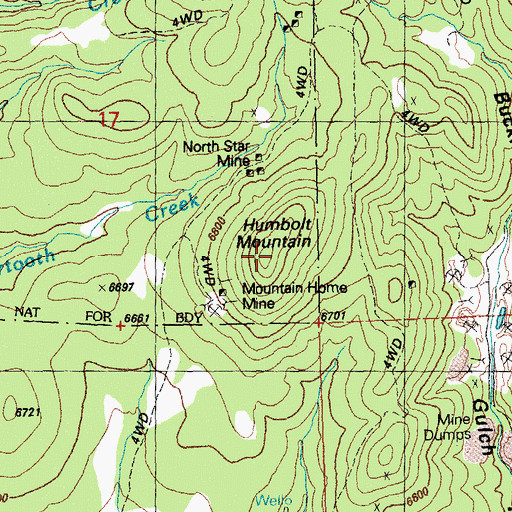 Topographic Map of Humbolt Mountain, NM