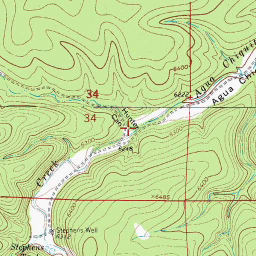 Topographic Map of Hunter Canyon, NM