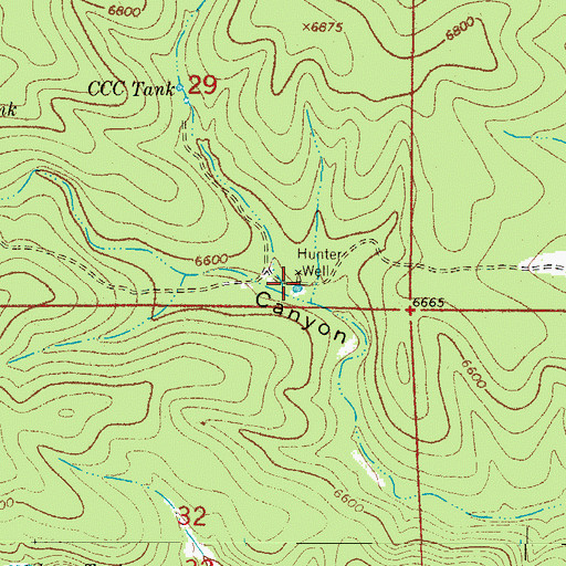 Topographic Map of Hunter Well, NM