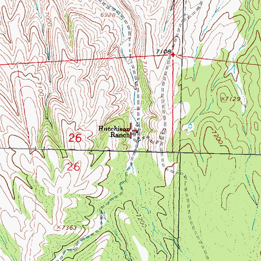 Topographic Map of Hutchison Ranch, NM