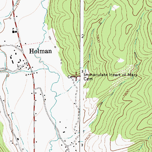 Topographic Map of Immaculate Heart of Mary Cemetery, NM