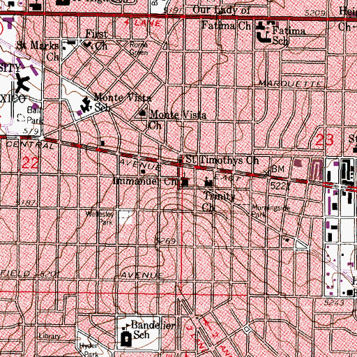 Topographic Map of Immanuel Presbyterian Church, NM