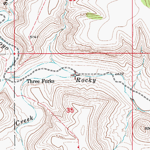 Topographic Map of Indian Creek, NM