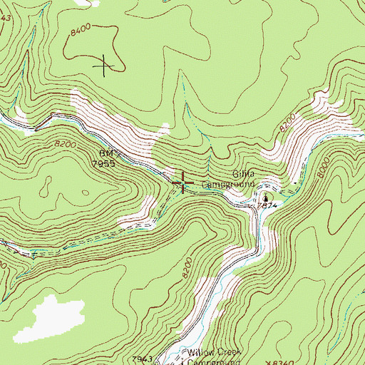 Topographic Map of Indian Creek, NM