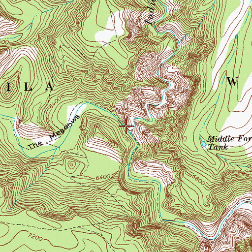Topographic Map of Indian Creek Canyon, NM
