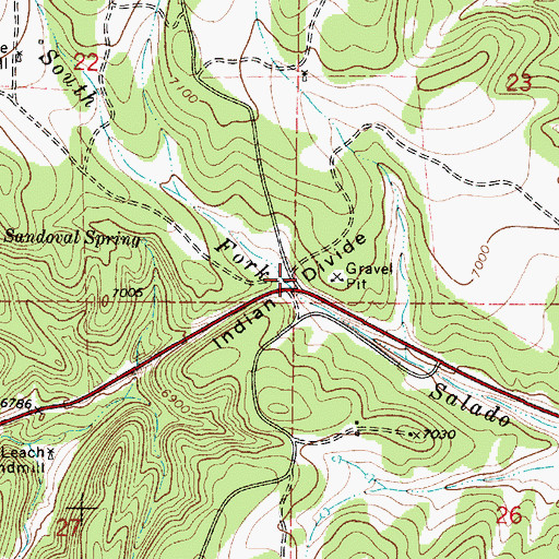 Topographic Map of Indian Divide, NM