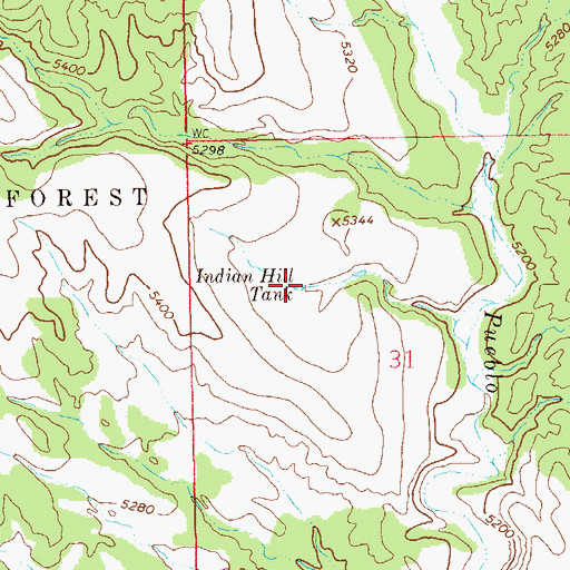 Topographic Map of Indian Hill Tank, NM