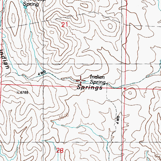 Topographic Map of Indian Spring, NM