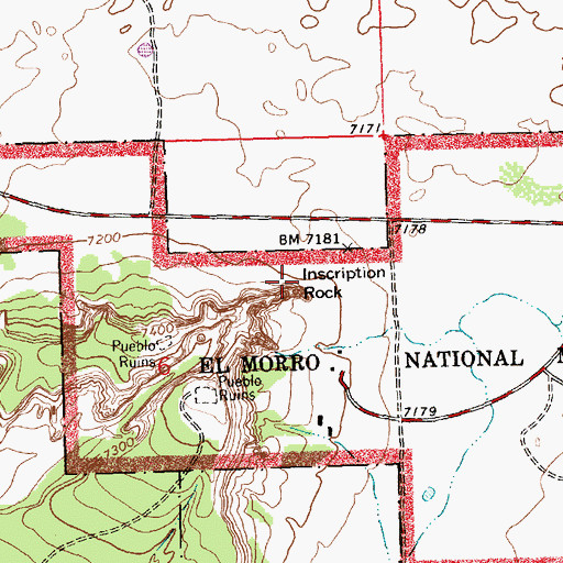 Topographic Map of Inscription Rock, NM