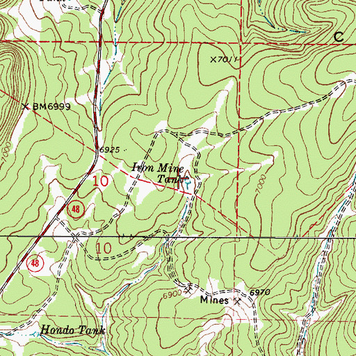 Topographic Map of Iron Mine Tank, NM
