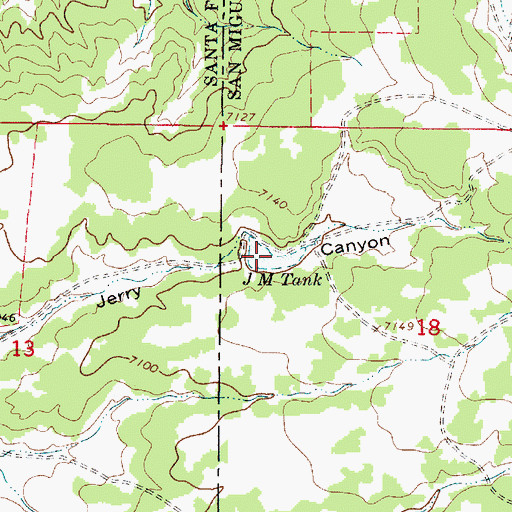 Topographic Map of J M Tank, NM