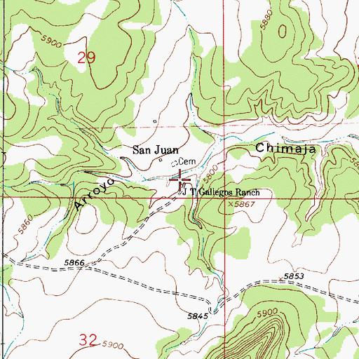 Topographic Map of J T Gallegos Ranch, NM