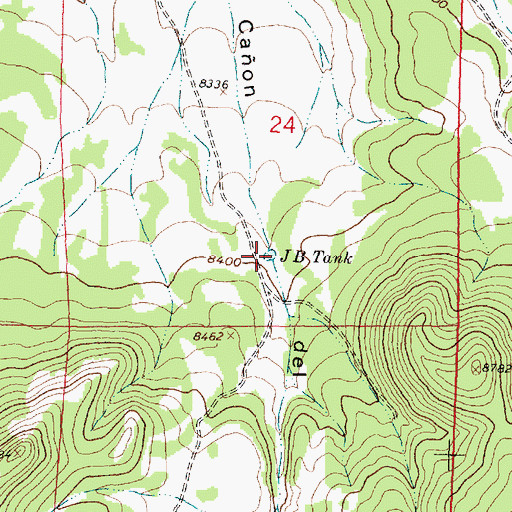 Topographic Map of J B Tank, NM