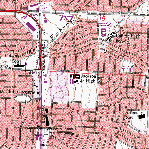 Topographic Map of Jackson Middle School, NM