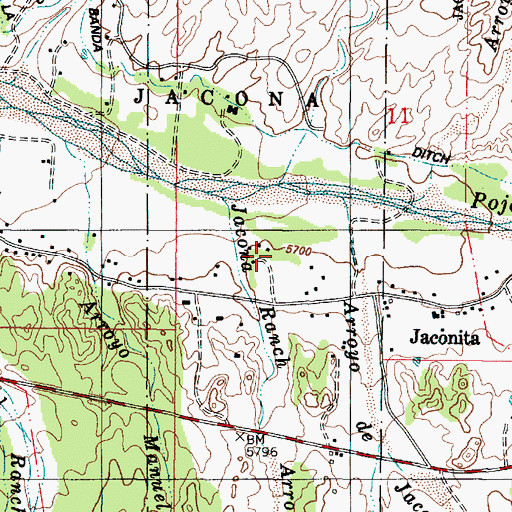 Topographic Map of Jacona Ranch, NM