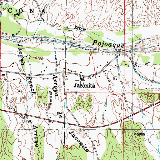 Topographic Map of Jaconita, NM