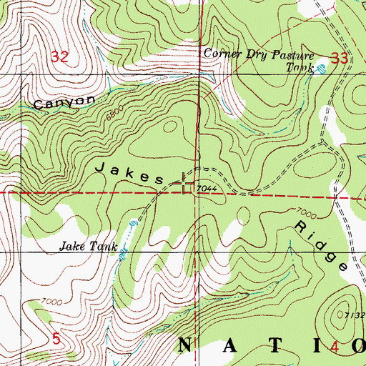 Topographic Map of Jakes Ridge, NM