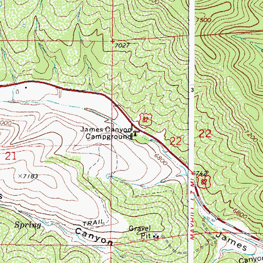 Topographic Map of James Canyon Campground, NM