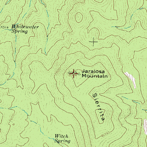 Topographic Map of Jaralosa Mountain, NM