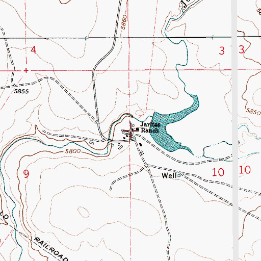 Topographic Map of Jaritas Ranch, NM